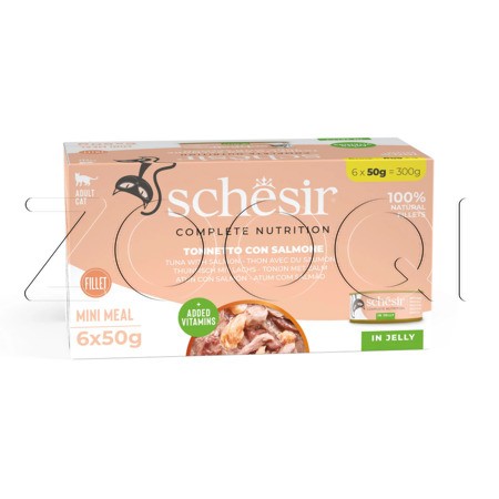 Консерва Schesir Cat Complete Nutrition для кошек (тунец, лосось), мультиупаковка 6 x 50 г