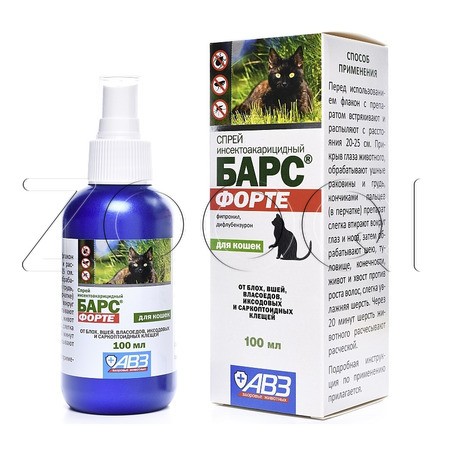 Барс Форте Спрей инсектоакарицидный для кошек, 100 мл