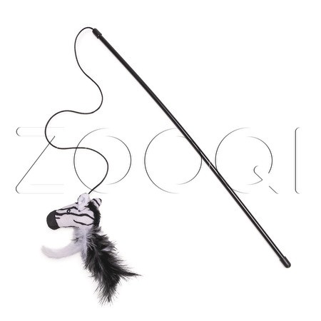 Beeztees Игрушка Удочка «Зебра с перьями» для кошек, 50 см