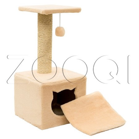 Q-zoo Домик с когтеточкой для кошек, сизаль, 36x36x78 см