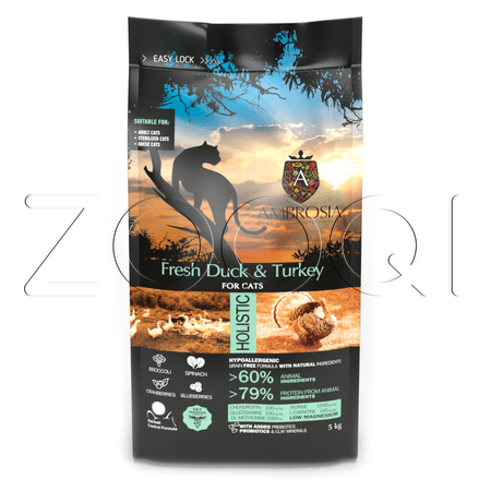 Корм Ambrosia Grain Free Adult Sterilized Fresh Duck & Turkey для кошек (утка, индейка)