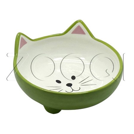 №1 Миска керамическая «Мордочка кошки» на ножках, 13.5x13.5x7.5 см, 140 мл