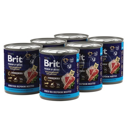 Brit Premium Dog (Говядина и рис), 850 г