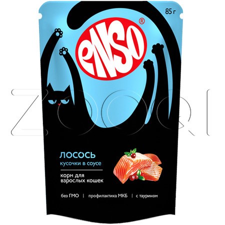 ENSO Кусочки в соусе с лососем для взрослых кошек, 85 г