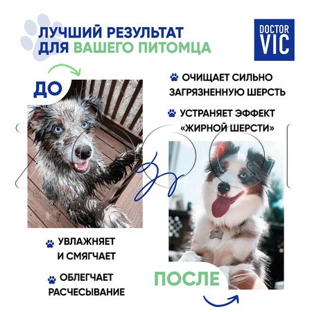 DOCTOR VIC Концентрированный шампунь для глубокой очистки шерсти собак и кошек, 250 мл