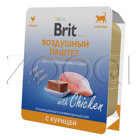 Brit Premium Воздушный паштет c курицей для взрослых стерилизованных кошек, 100 г