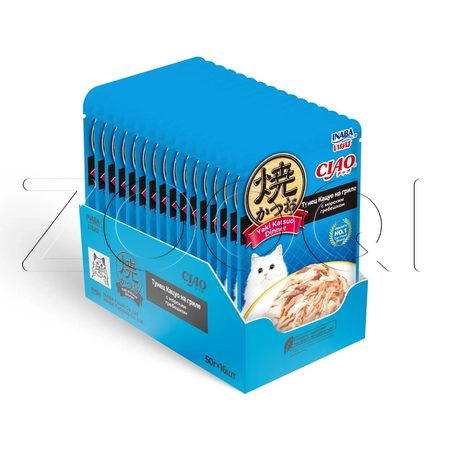 Пауч INABA CIAO Yaki Katsuo Dinner для кошек (тунец Кацуо, морской гребешок), 50 г