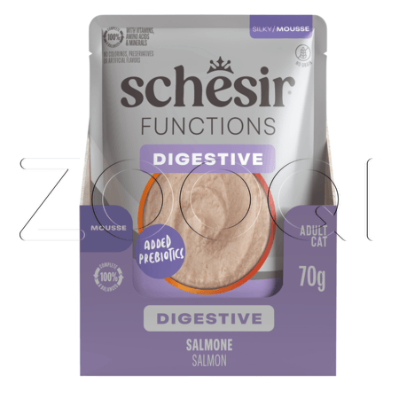 Мусс Schesir Cat Functions Digestive для кошек (лосось), 70 г