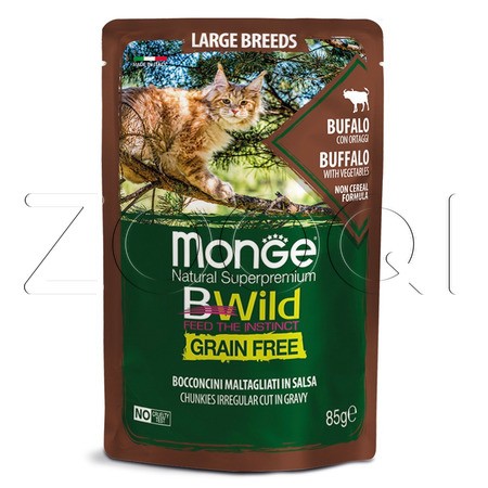 Monge Cat BWild Grain Free для котят и кошек крупных пород (буйвол с овощами), 85 г