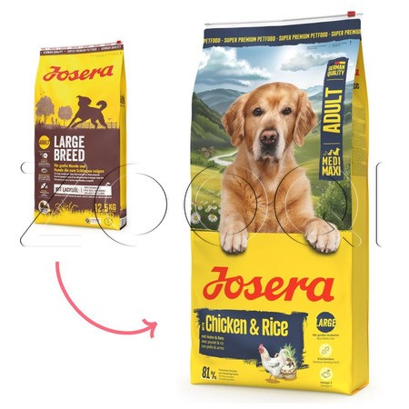 Корм Josera Adult with Chicken & Rice (Medium/Maxi 26/14) для собак (птица, рис), 12.5 кг