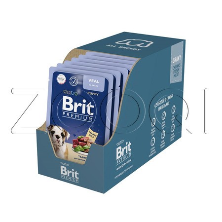Brit Premium Пауч с телятиной в соусе для щенков всех пород, 85 г
