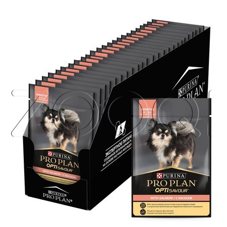 Purina Pro Plan Opti Savour Adult для взрослых собак с чувствительным пищеварением (лосось в соусе), 85 г