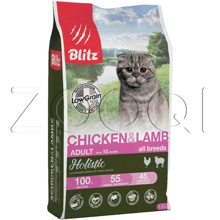 Blitz Holistic Chicken & Lamb Cat All Breeds для взрослых кошек (Курица и Ягненок)