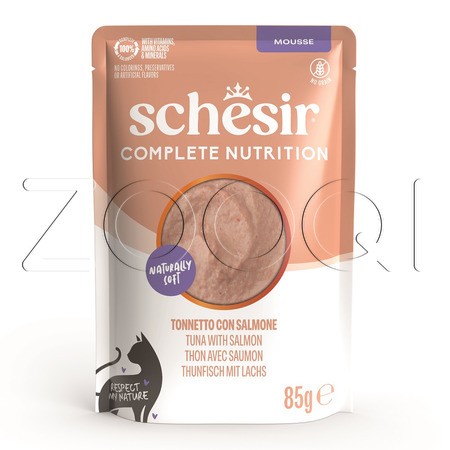 Мусс Schesir Cat Complete Nutrition для кошек (тунец, лосось), 85 г