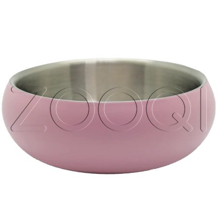 Уют Миска металлическая с двойными стенками, розовая, 360 мл