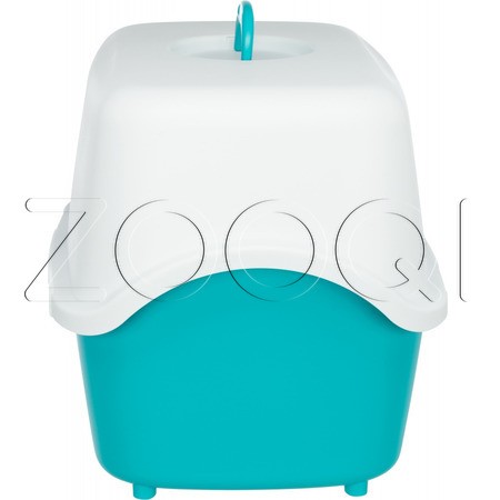 TRIXIE Туалет-домик «Vico» с крышкой для кошек, аквамарин/белый, 40х40х56 см