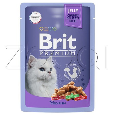 Пауч Brit Premium для кошек (треска в желе), 85 г