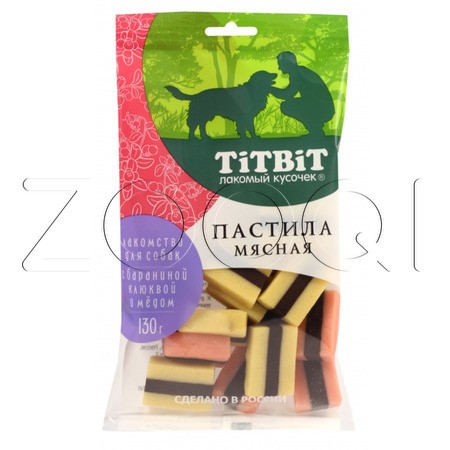 TiTBiT Пастила мясная с бараниной, клюквой и медом для собак, 130 г