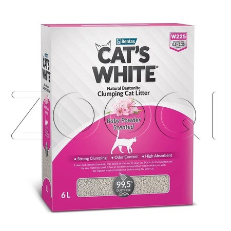 Cat's White Box Premium Baby Powder наполнитель комкующийся для кошачьего туалета с ароматом детской присыпки