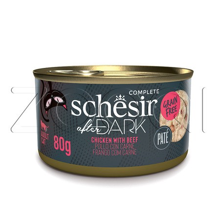 Schesir Cat After Dark Консервы с курицей и говядиной в паштете для взрослых кошек, 80 г