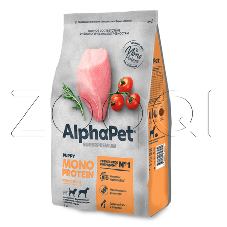 Корм AlphaPet Superpremium MONOPROTEIN для щенков (индейка)