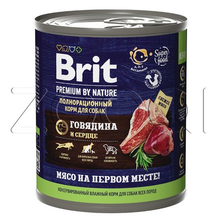 Brit Premium Dog (Говядина и сердце), 850 г