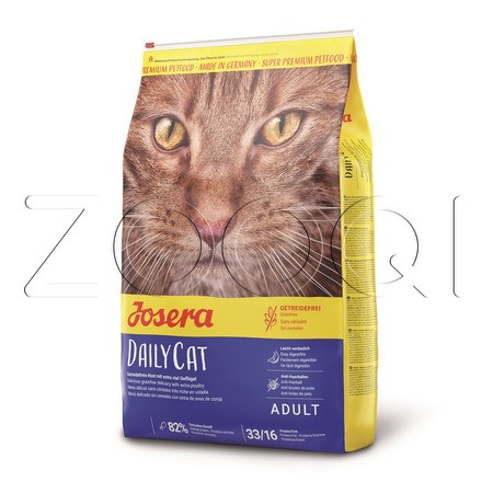 Josera DailyCat Adult 33/16 беззерновой для взрослых кошек с чувствительным пищеварением (домашняя птица с бататом), 10 кг