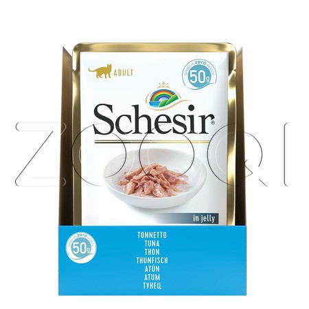 Schesir Cat Пауч с тунцом в желе для взрослых кошек, 50 г