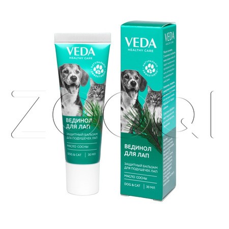 VEDA Вединол Защитный бальзам с маслом сосны для подушечек лап кошек и собак, 30 мл