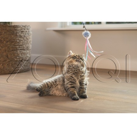 Beeztees Удочка «Шарик с лентой» для кошек, в ассортименте, 47 см