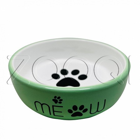 №1 Миска керамическая с лапкой кошки, 13.4x13.4x4 см, 320 мл