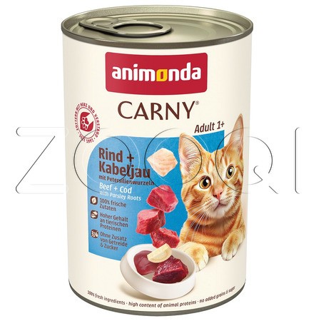 Консерва Carny Adult для кошек (говядина, треска с корнем петрушки), 400 г