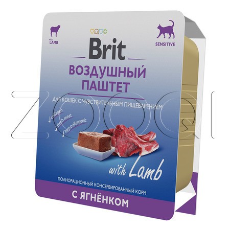 Brit Premium Воздушный паштет c ягненком для взрослых кошек с чувствительным пищеварением, 100 г