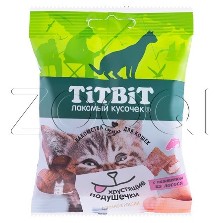 TiTBiT Хрустящие подушечки для кошек с паштетом (лосось), 30 г