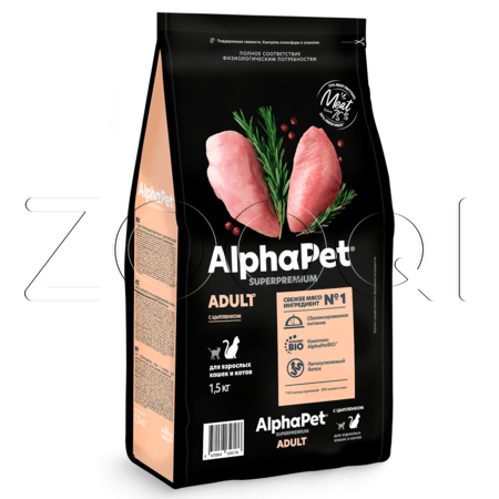 Корм AlphaPet Superpremium Adult для кошек (цыпленок)