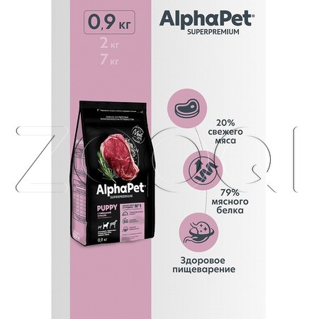 AlphaPet Superpremium Puppy с говядиной и рисом для щенков, беременных и кормящих собак средних пород