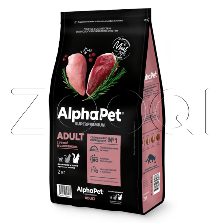 Корм AlphaPet Superpremium Adult для кошек (утка, цыпленок)