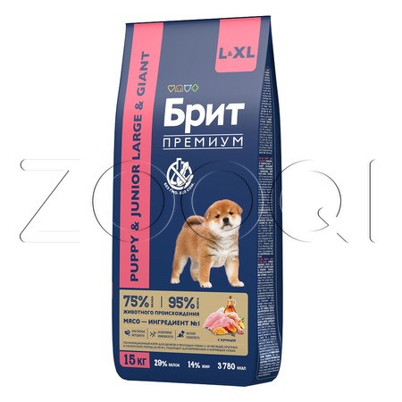 Корм Брит Премиум Dog Puppy and Junior Large and Giant для щенков (курица)