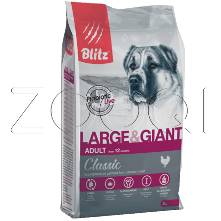 Blitz Classic Large & Giant Breeds Adult Dog для взрослых собак крупных и гигантских пород (Курица с рисом)