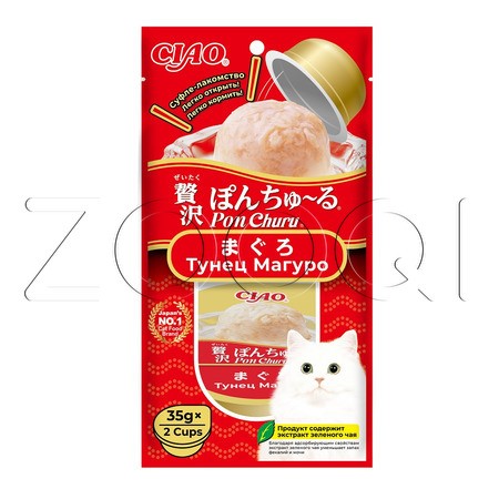 INABA CIAO Pon Churu Суфле-лакомство для кошек (тунец Магуро), 35 г x 2 шт