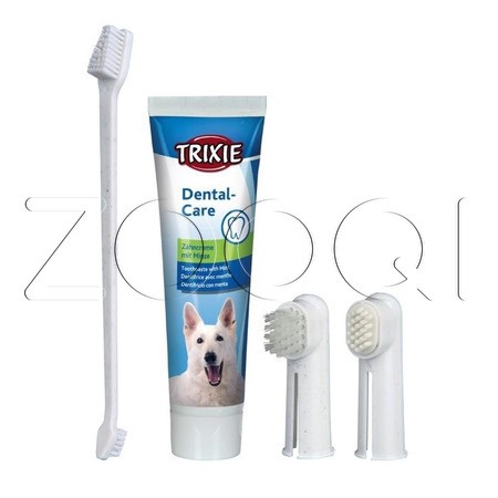 TRIXIE Набор для чистки зубов собак, 3 щетки + паста