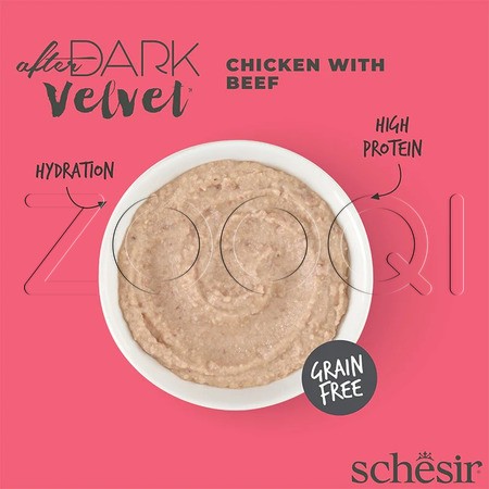 Schesir Cat After Dark Velvet Мусс из курицы и говядины для взрослых кошек, 80 г