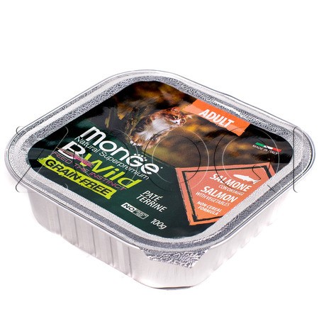 Monge Cat Bwild Grain Free Adult для кошек (лосось, овощи), 100 г