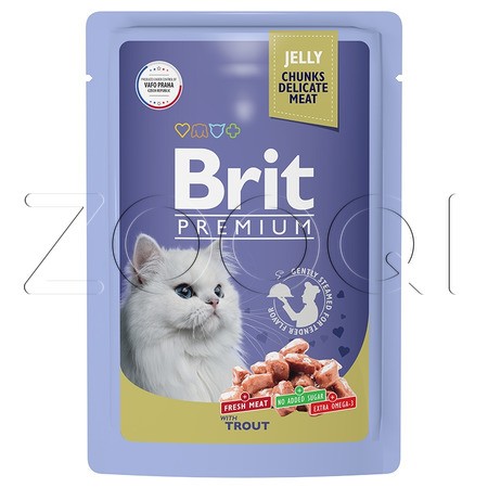 Brit Premium Пауч для взрослых кошек с форелью в желе, 85 г