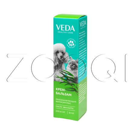 VEDA Крем-бальзам ранозаживляющий фитокомплекс с маслом эвкалипта для собак и кошек, 30 мл