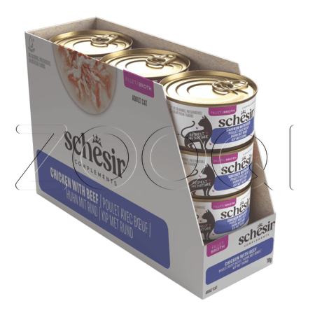 Консерва Schesir Cat Complements для кошек (курица, говядина в бульоне), 70 г