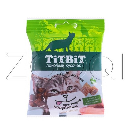 TiTBiT Хрустящие подушечки для кошек (сыр, кролик), 30 г