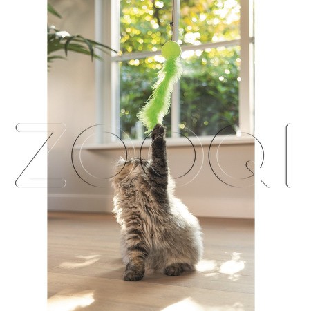 Beeztees Удочка «Шарик с пером» для кошек, в ассортименте, 45 см