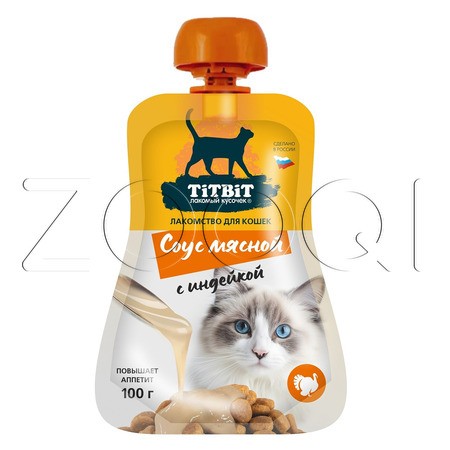 TiTBiT Лакомство «Соус мясной с индейкой» для кошек, 100 г