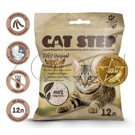 Cat Step Tofu Original Растительный комкующийся наполнитель (без запаха)